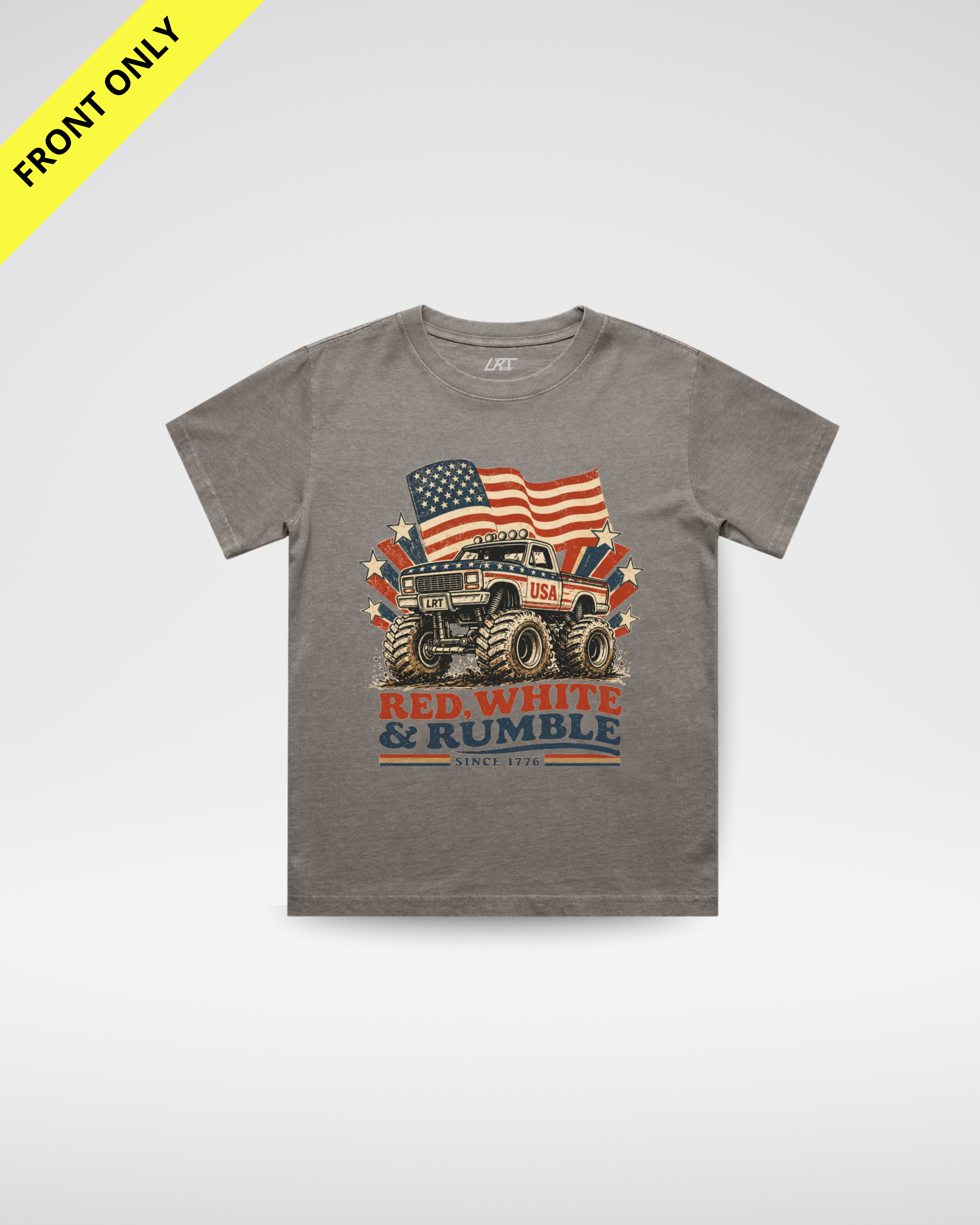 [PREORDER] RED WHITE AND RUMBLE TEE - FADED GREY
